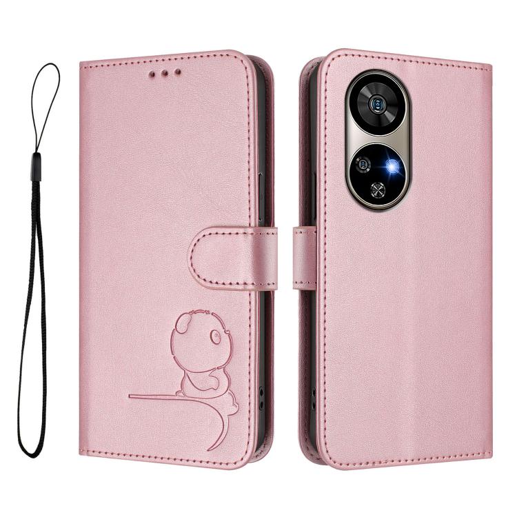 For Ulefone Note 17 Pro Litter Panda Embossing RFID Leather Phone Case with Lanyard