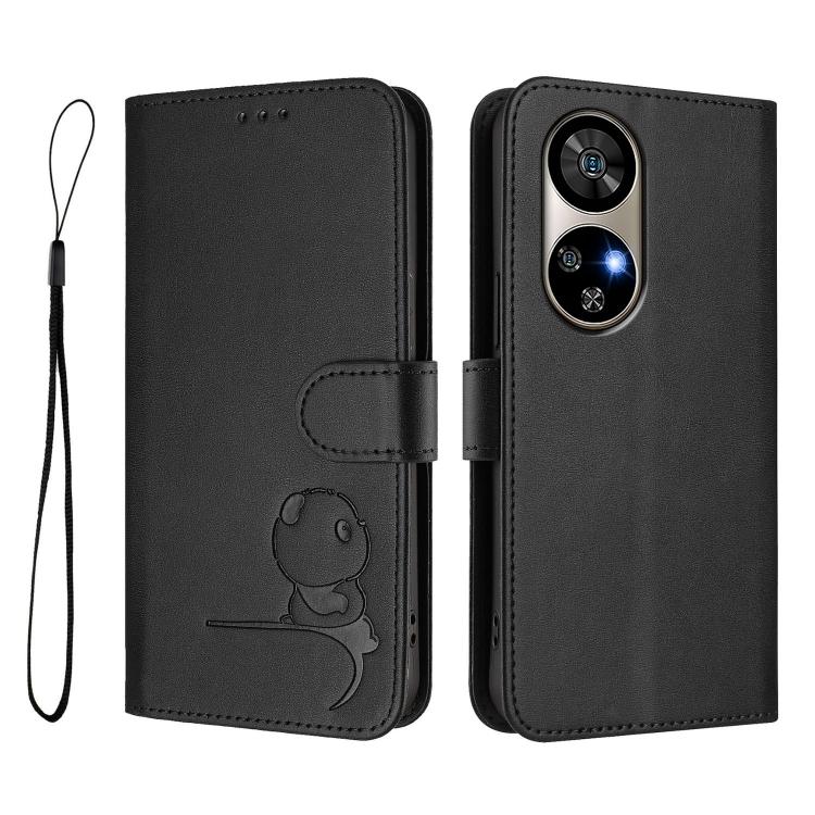 For Ulefone Note 17 Pro Litter Panda Embossing RFID Leather Phone Case with Lanyard
