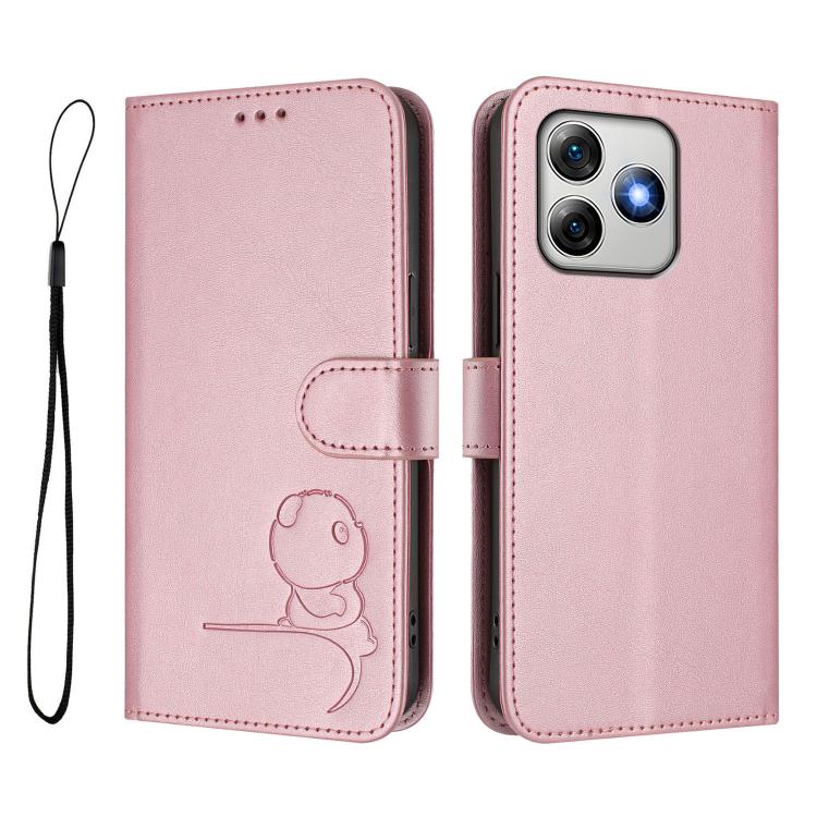 For Ulefone Note 18 Ultra / 18 Pro Litter Panda Embossing RFID Leather Phone Case with Lanyard