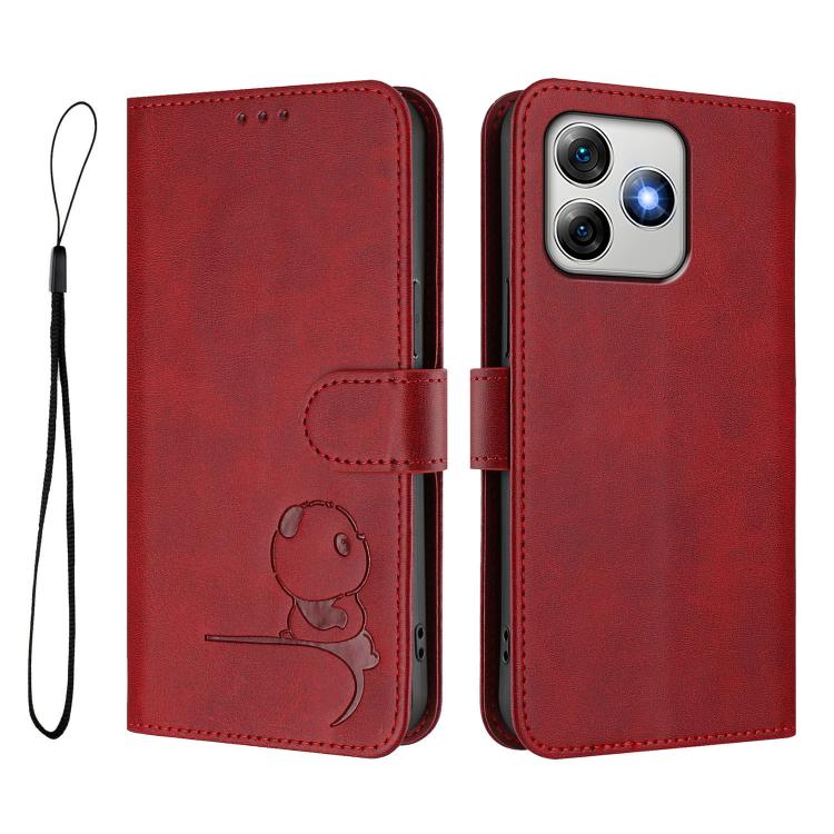 For Ulefone Note 18 Ultra / 18 Pro Litter Panda Embossing RFID Leather Phone Case with Lanyard