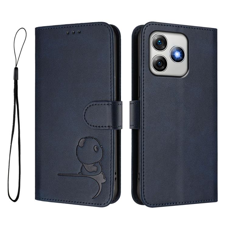 For Ulefone Note 18 Ultra / 18 Pro Litter Panda Embossing RFID Leather Phone Case with Lanyard