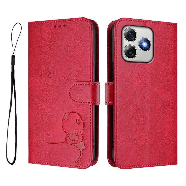 For Ulefone Note 18 Ultra / 18 Pro Litter Panda Embossing RFID Leather Phone Case with Lanyard