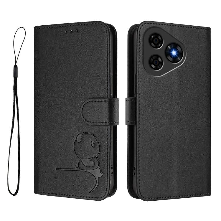 For Ulefone Note 19 Litter Panda Embossing RFID Leather Phone Case with Lanyard