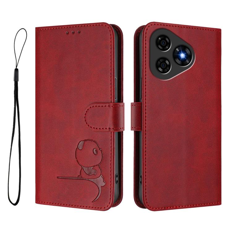 For Ulefone Note 19 Litter Panda Embossing RFID Leather Phone Case with Lanyard