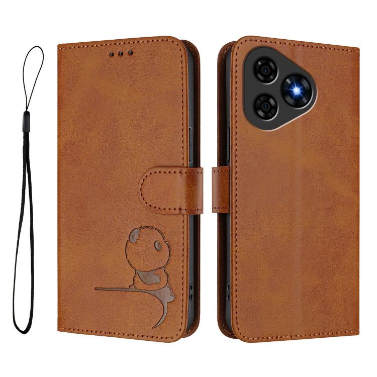 For Ulefone Note 19 Litter Panda Embossing RFID Leather Phone Case with Lanyard