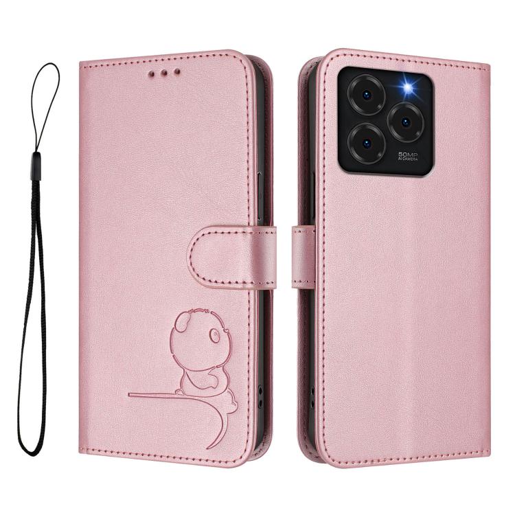For Ulefone Note 20 Pro Litter Panda Embossing RFID Leather Phone Case with Lanyard