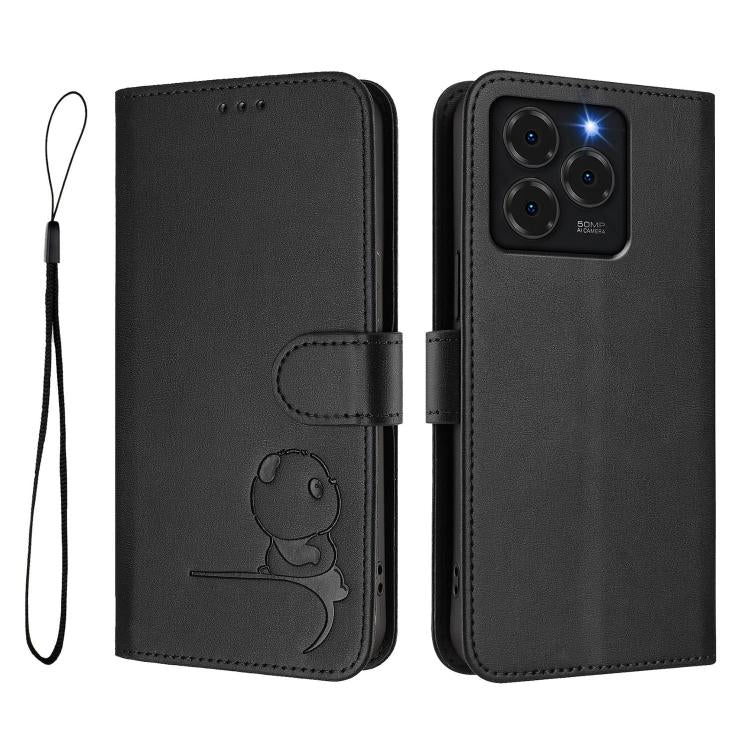 For Ulefone Note 20 Pro Litter Panda Embossing RFID Leather Phone Case with Lanyard