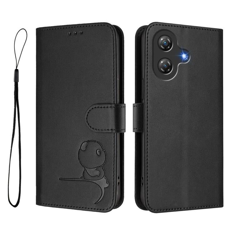 For Ulefone Note 21 Litter Panda Embossing RFID Leather Phone Case with Lanyard