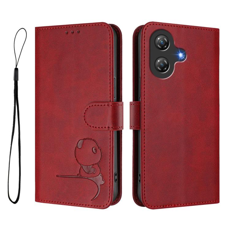 For Ulefone Note 21 Litter Panda Embossing RFID Leather Phone Case with Lanyard
