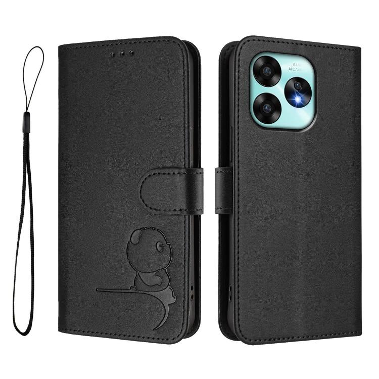 For UMIDIGI A15 / A15C / A15T Litter Panda Embossing RFID Leather Phone Case with Lanyard