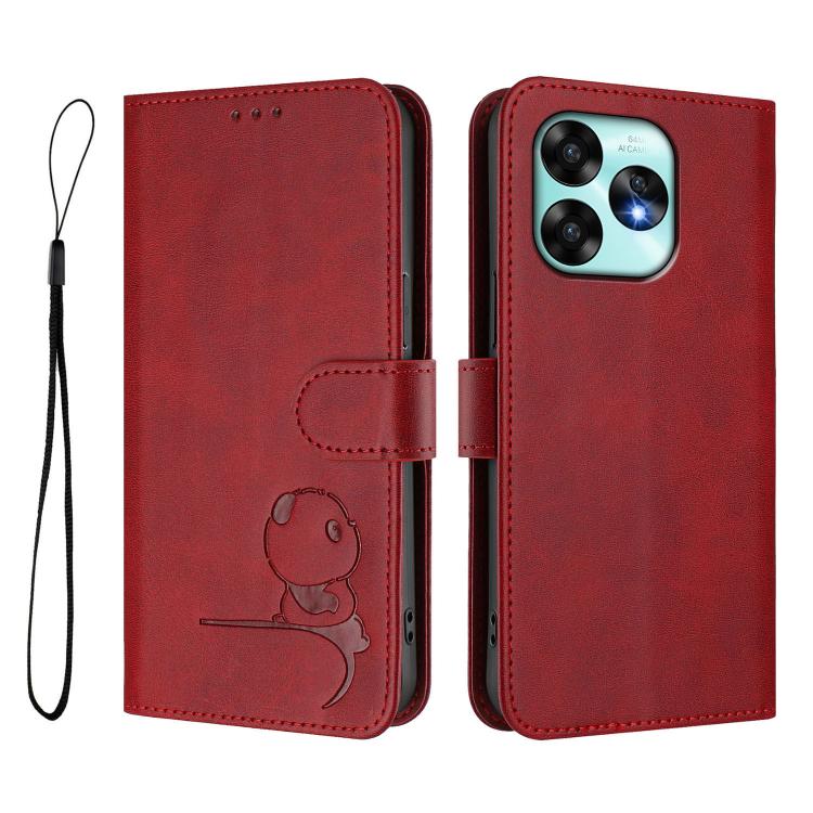 For UMIDIGI A15 / A15C / A15T Litter Panda Embossing RFID Leather Phone Case with Lanyard
