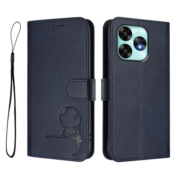 For UMIDIGI A15 / A15C / A15T Litter Panda Embossing RFID Leather Phone Case with Lanyard
