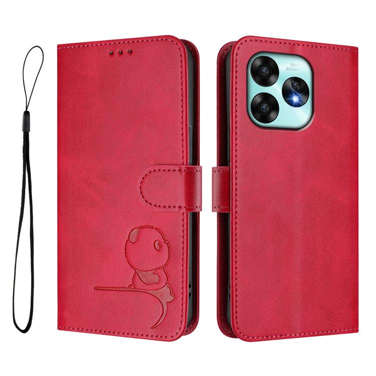 For UMIDIGI A15 / A15C / A15T Litter Panda Embossing RFID Leather Phone Case with Lanyard