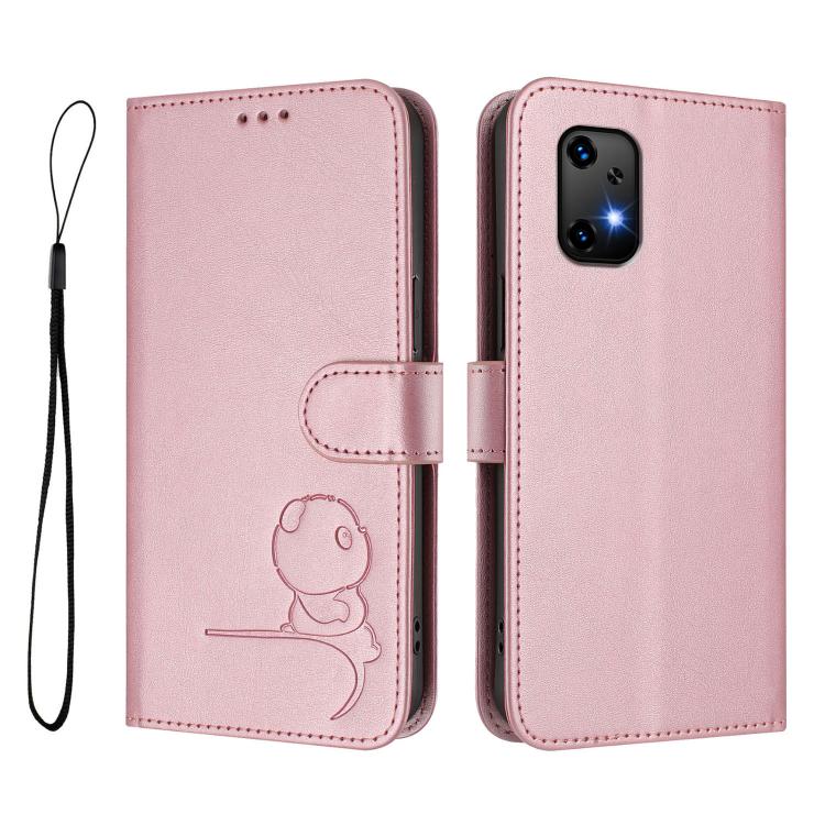 For UMIDIGI Bison X20 Litter Panda Embossing RFID Leather Phone Case with Lanyard