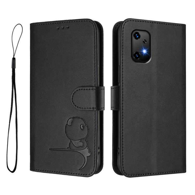 For UMIDIGI Bison X20 Litter Panda Embossing RFID Leather Phone Case with Lanyard