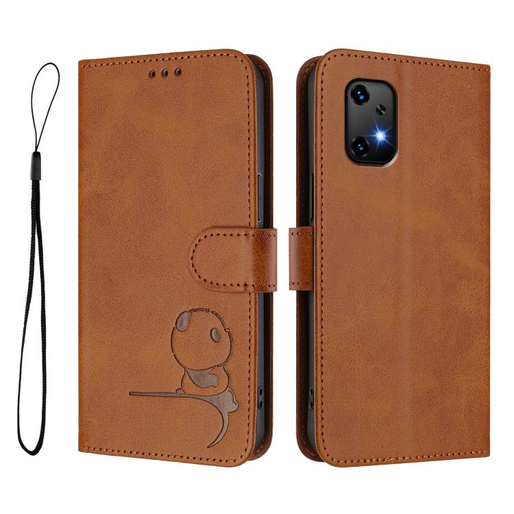 For UMIDIGI Bison X20 Litter Panda Embossing RFID Leather Phone Case with Lanyard