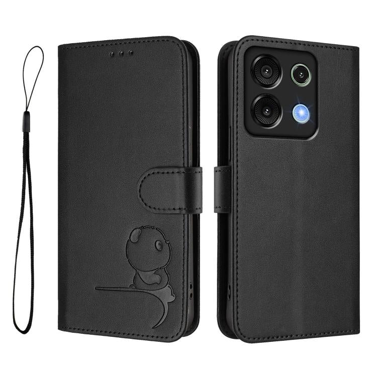 For UMIDIGI G9 5G / Note 9 5G Litter Panda Embossing RFID Leather Phone Case with Lanyard