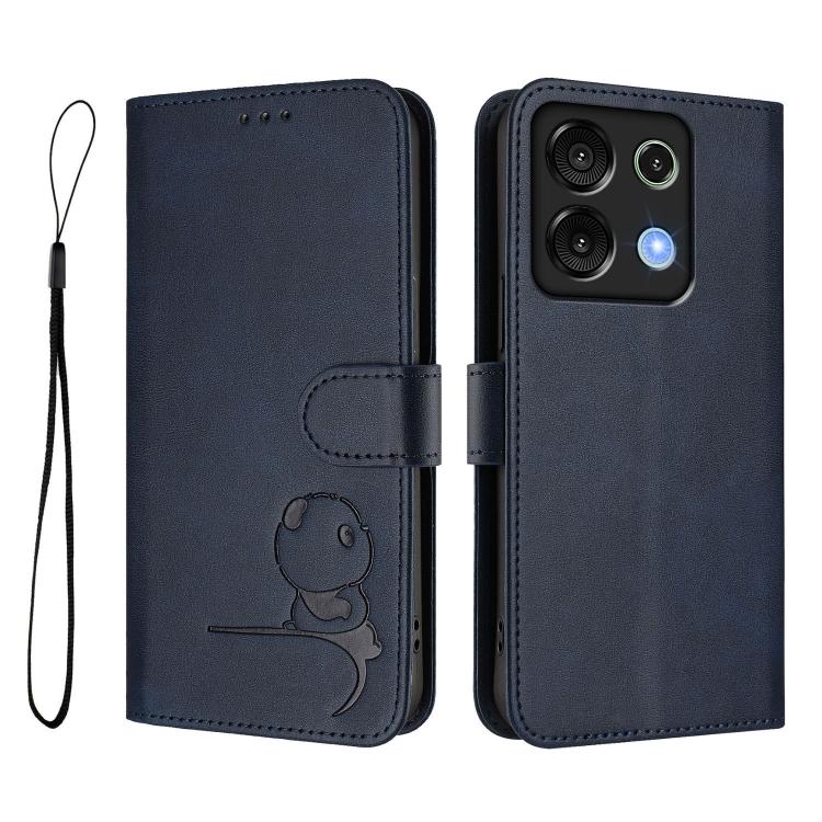 For UMIDIGI G9 5G / Note 9 5G Litter Panda Embossing RFID Leather Phone Case with Lanyard