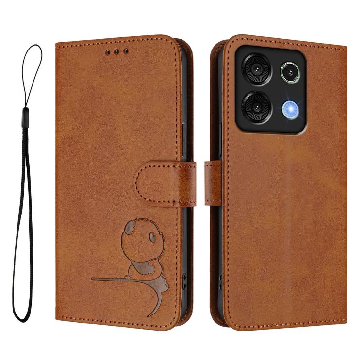 For UMIDIGI G9 5G / Note 9 5G Litter Panda Embossing RFID Leather Phone Case with Lanyard