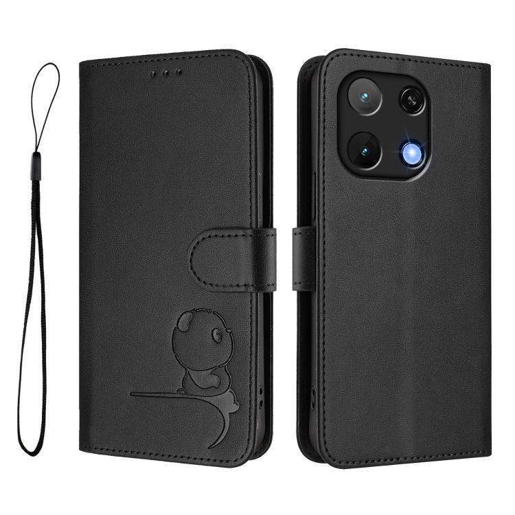 For UMIDIGI Note 90 Litter Panda Embossing RFID Leather Phone Case with Lanyard