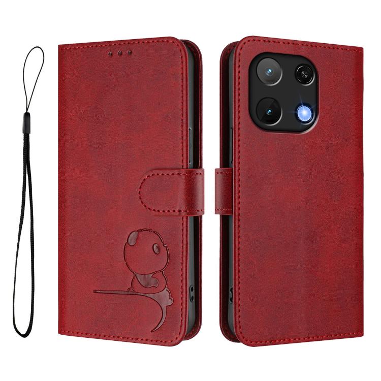 For UMIDIGI Note 90 Litter Panda Embossing RFID Leather Phone Case with Lanyard