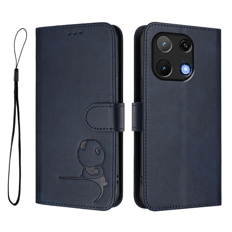 For UMIDIGI Note 90 Litter Panda Embossing RFID Leather Phone Case with Lanyard