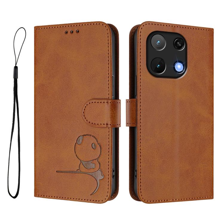 For UMIDIGI Note 90 Litter Panda Embossing RFID Leather Phone Case with Lanyard