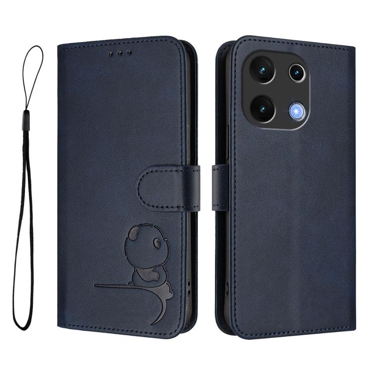 For UMIDIGI Note 100 Litter Panda Embossing RFID Leather Phone Case with Lanyard