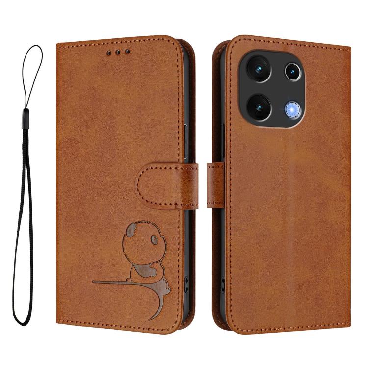 For UMIDIGI Note 100 Litter Panda Embossing RFID Leather Phone Case with Lanyard