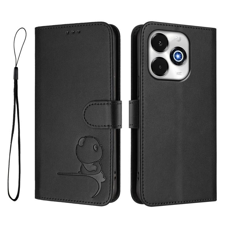 For UMIDIGI G100x 5G / 4G Litter Panda Embossing RFID Leather Phone Case with Lanyard