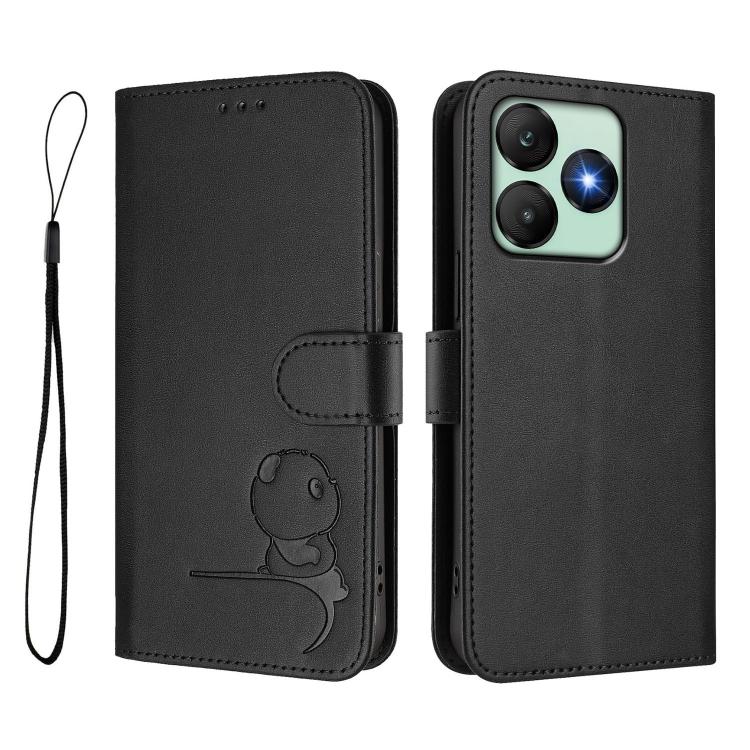 For Wiko T20 Litter Panda Embossing RFID Leather Phone Case with Lanyard