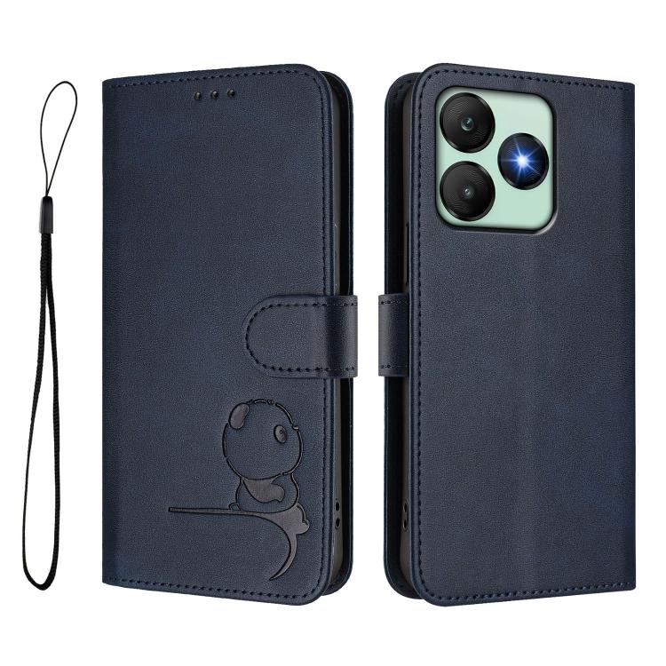 For Wiko T20 Litter Panda Embossing RFID Leather Phone Case with Lanyard