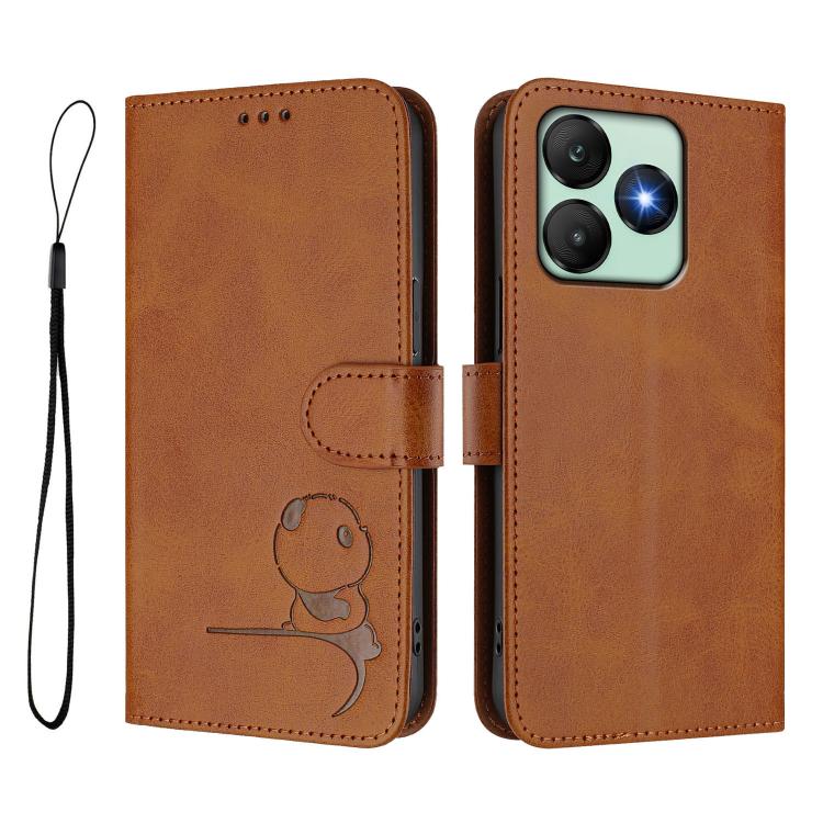 For Wiko T20 Litter Panda Embossing RFID Leather Phone Case with Lanyard