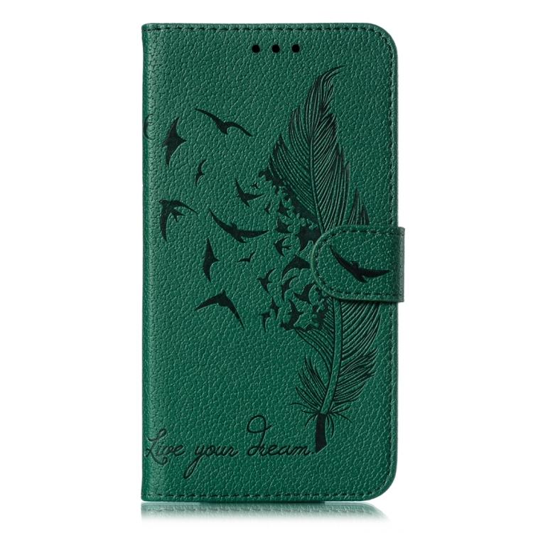 For OnePlus 15 Feather Pattern Litchi Texture Leather Phone Case