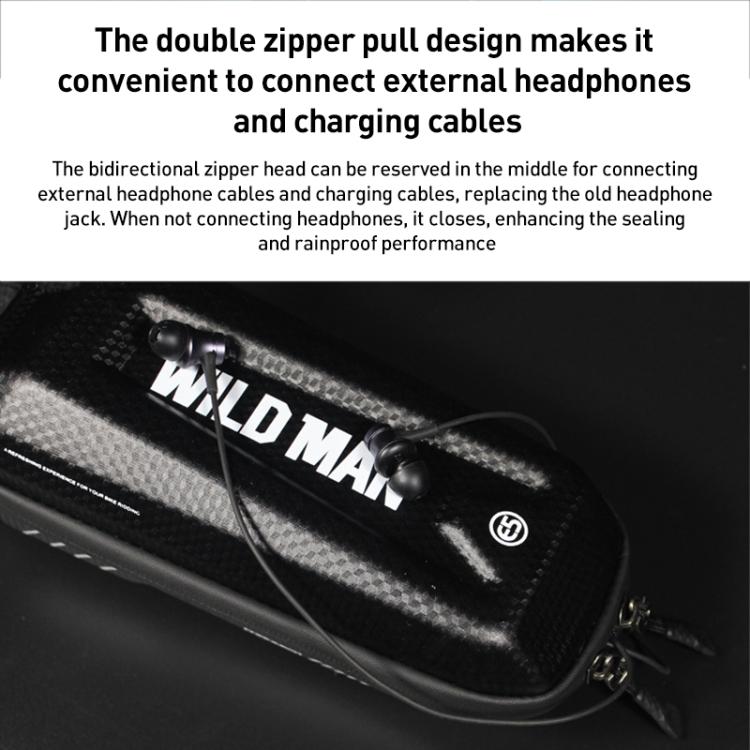 WILD MAN E5S Mountain Bicycle Front Bag EVA Hard Shell Bag - Black