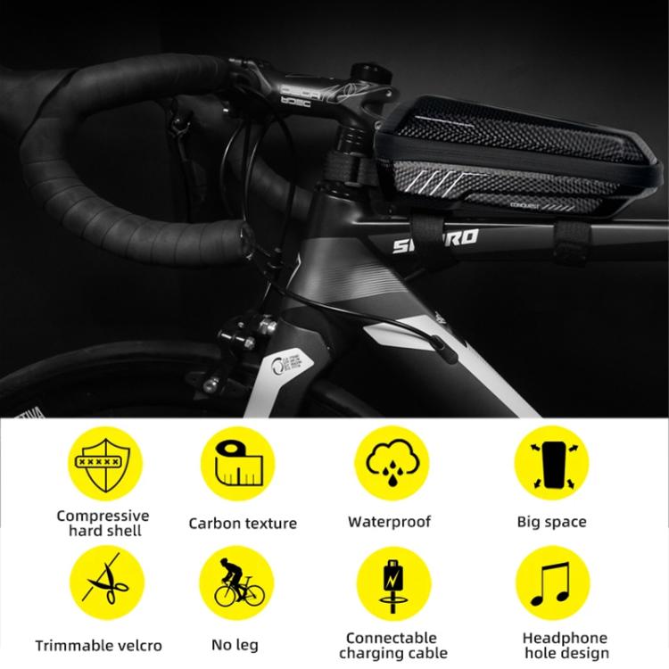 WILD MAN E5S Mountain Bicycle Front Bag EVA Hard Shell Bag - Black