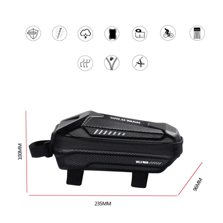 WILD MAN ES5 Basic Mountain Bicycle EVA Hard Shell Bag Bike Front Top Tube Bag - Black