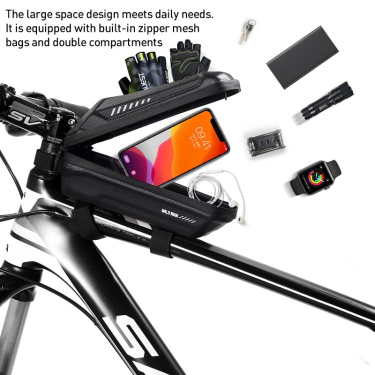 WILD MAN ES5 Basic Mountain Bicycle EVA Hard Shell Bag Bike Front Top Tube Bag - Black
