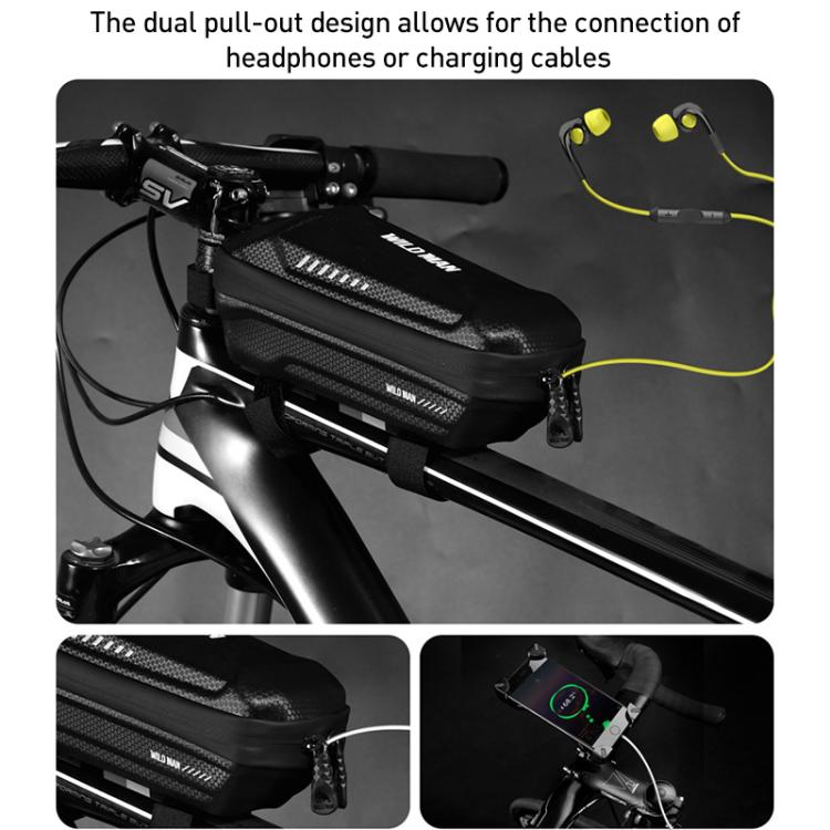 WILD MAN ES5 Basic Mountain Bicycle EVA Hard Shell Bag Bike Front Top Tube Bag - Black