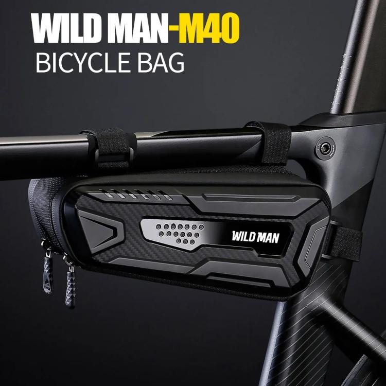 WILD MAN M40 Mountain Bicycle Front Beam Triangle Bag TPU Carbon Fiber Hard Shell Bag Cycling Equipment - Black
