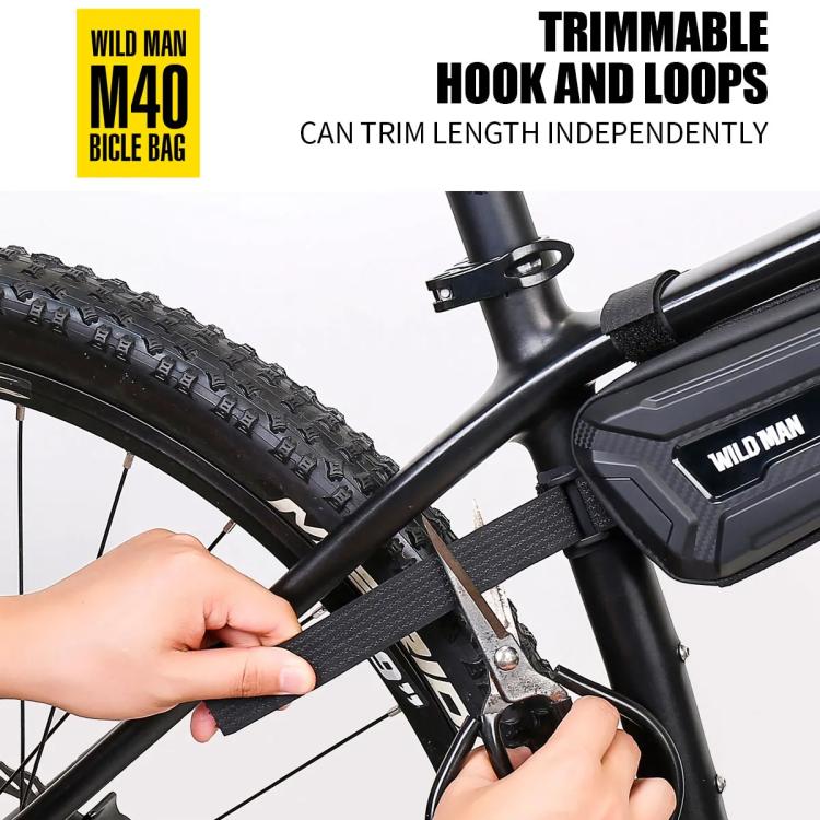 WILD MAN M40 Mountain Bicycle Front Beam Triangle Bag TPU Carbon Fiber Hard Shell Bag Cycling Equipment - Black