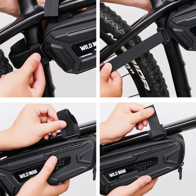 WILD MAN M40 Mountain Bicycle Front Beam Triangle Bag TPU Carbon Fiber Hard Shell Bag Cycling Equipment - Black