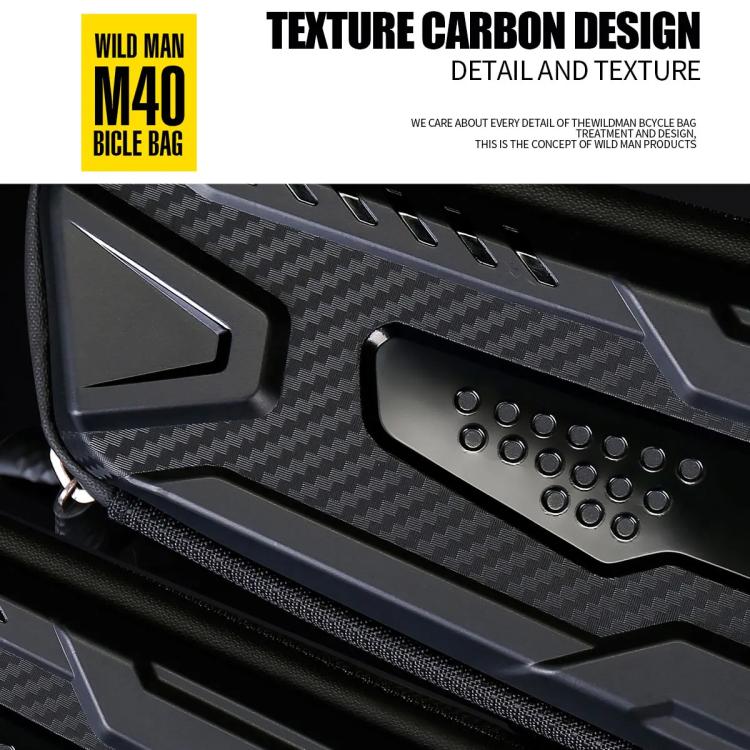WILD MAN M40 Mountain Bicycle Front Beam Triangle Bag TPU Carbon Fiber Hard Shell Bag Cycling Equipment - Black