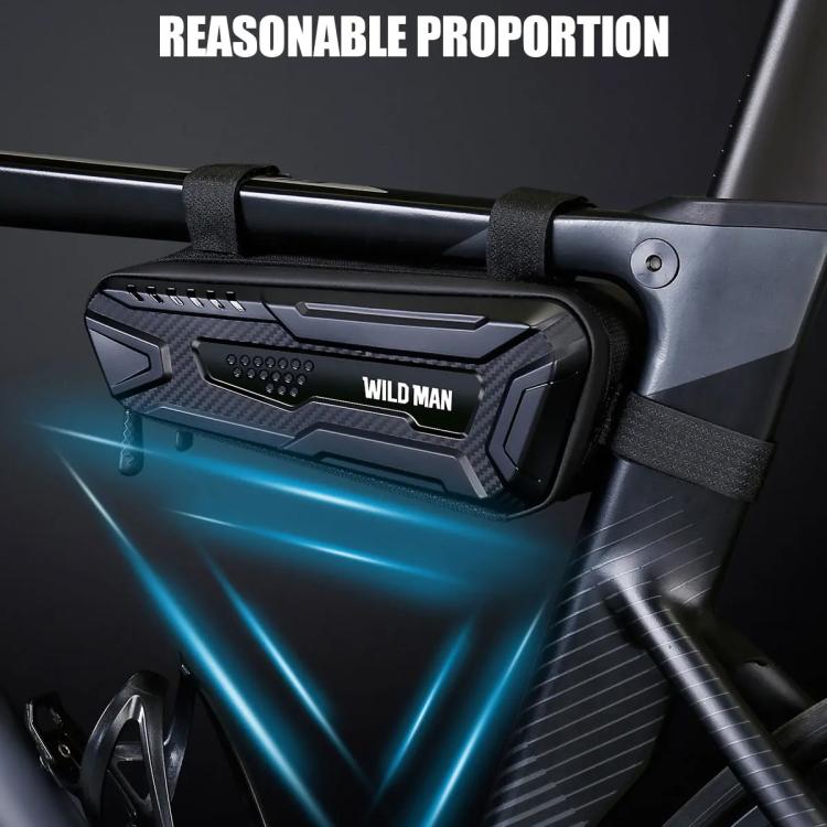 WILD MAN M40 Mountain Bicycle Front Beam Triangle Bag TPU Carbon Fiber Hard Shell Bag Cycling Equipment - Black