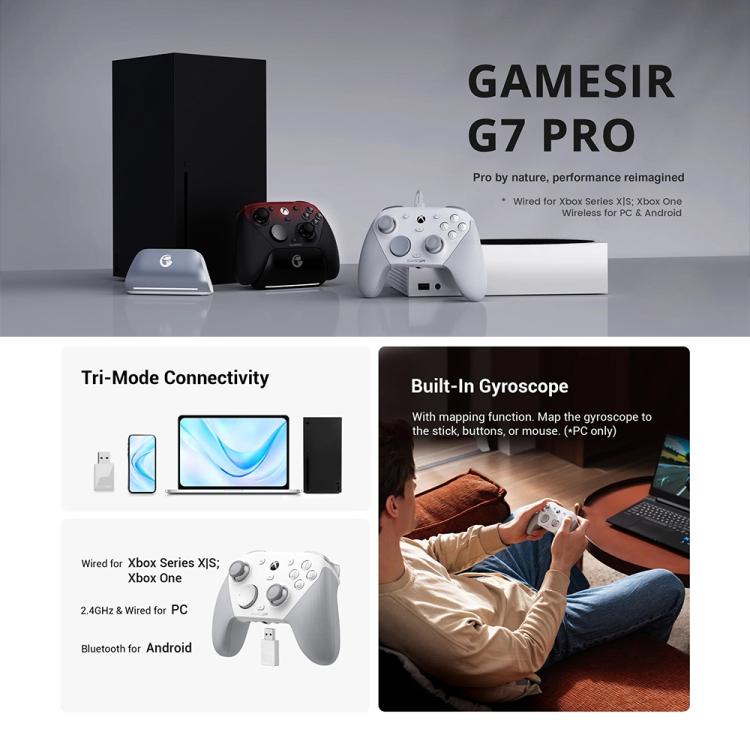 GameSir G7 Pro Bluetooth Wireless Tri-Mode Game Controller for Xbox / Steam / PC / Android - White