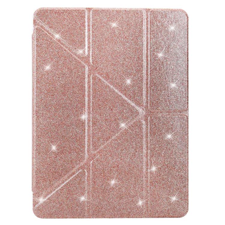 For iPad 2025 / 2022 Y-Fold Clear Acrylic Glitter Smart Leather Tablet Case