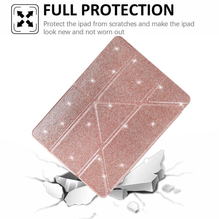 For iPad 2025 / 2022 Y-Fold Clear Acrylic Glitter Smart Leather Tablet Case