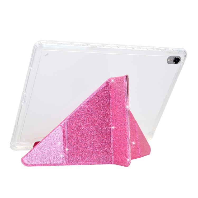 For iPad 2025 / 2022 Y-Fold Clear Acrylic Glitter Smart Leather Tablet Case