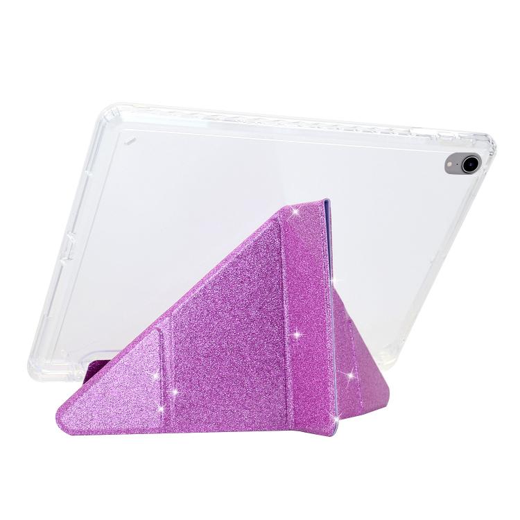For iPad 2025 / 2022 Y-Fold Clear Acrylic Glitter Smart Leather Tablet Case