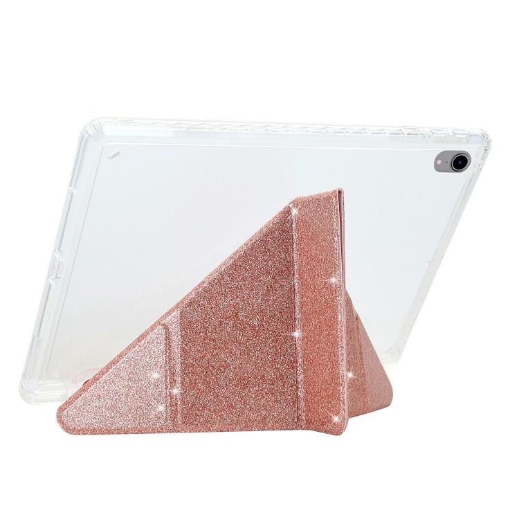 For iPad mini 2024 / mini 6 Y-Fold Clear Acrylic Glitter Smart Leather Tablet Case
